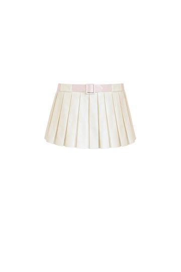 PLEATED MICRO MINI SKIRT CREAM AND SOFT PINK