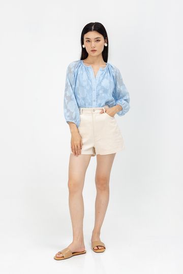 GRETEL FLORAL TEXTURED BUTTONDOWN TOP
