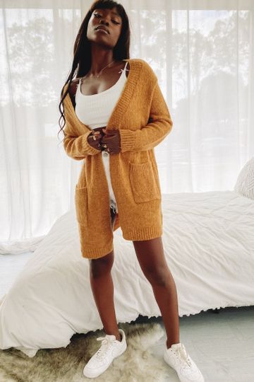 Cuddle Me Knit Cardigan Rust