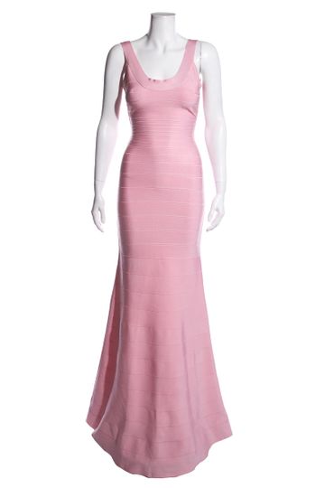 Herve Leger Pink Bandage Maxi Length Dress SZ S