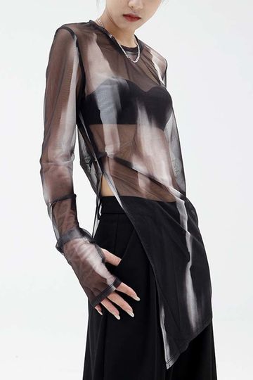 Takeo Asymmetrical Mesh Shirt