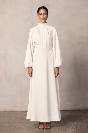 Luna Balloon Sleeve Maxi Dress - Off White