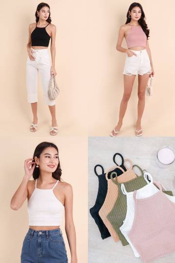 HESTELLE WEAVED KNIT HALTER TOP BUNDLE