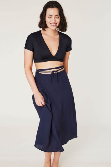 The Tavira Skirt  - Linen - Midnight