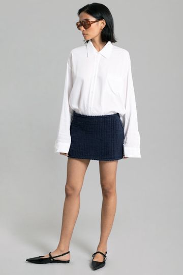 Bevza Hand-Knit Mini Skirt - Dark Ink Navy