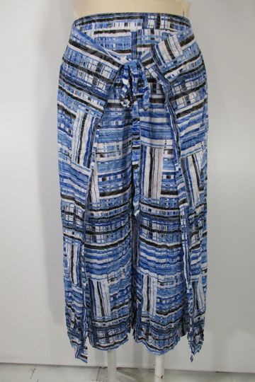 Shana - Digital/Multi Crinkle Knit Panel Overlay Tie Pant