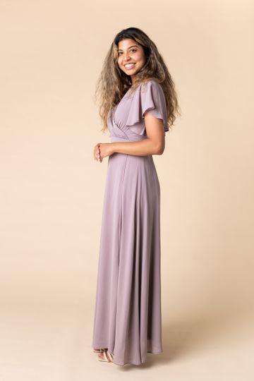 Naples Flutter Sleeve Maxi Dress - Light Mauve