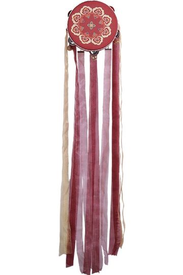 Tambourine With Ribbons Burgundy Gold 7 Inch Hand Drum Percussion Bells Festival Fun Musical Instrument Travel Size Fits In Your Purse