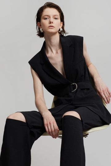 Hani Belted Vest - Black