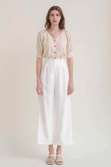 LEIGHTON WIDE LEG PANTS WHITE