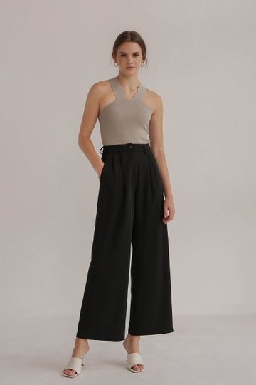(BACKORDER) LEIGHTON WIDE LEG PANTS BLACK 