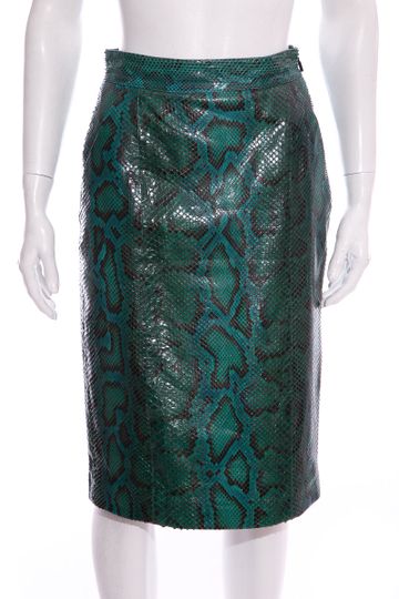 Gucci Green Snakeskin Pencil Skirt SZ 40