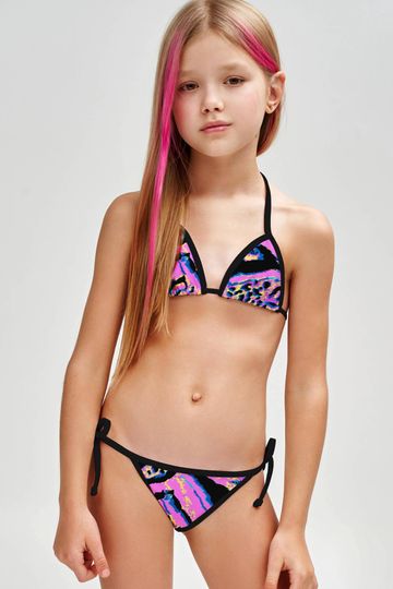 Trendsetter Liza Blue & Pink Animal Print Cute Swim Bikini Set - Girls