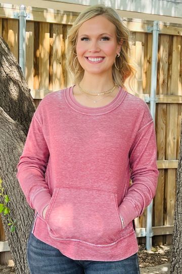 Oversized Pullover Top-Rose