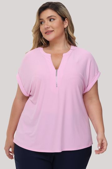 Zipper Neck Blouse