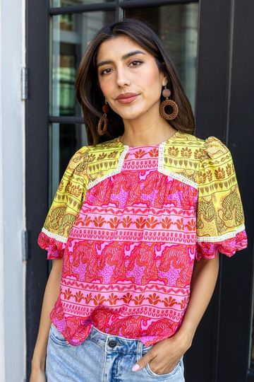 Abigail Puff Sleeve Print Top