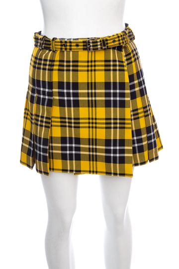 Christian Dior Yellow Plaid Pleated Mini Skirt SZ 2 NWT
