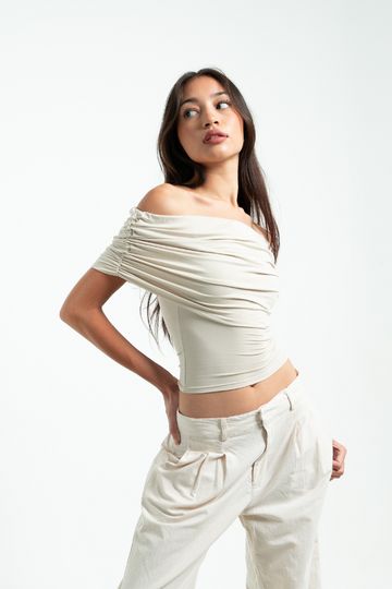 Isla Off Shoulder Top in Bone