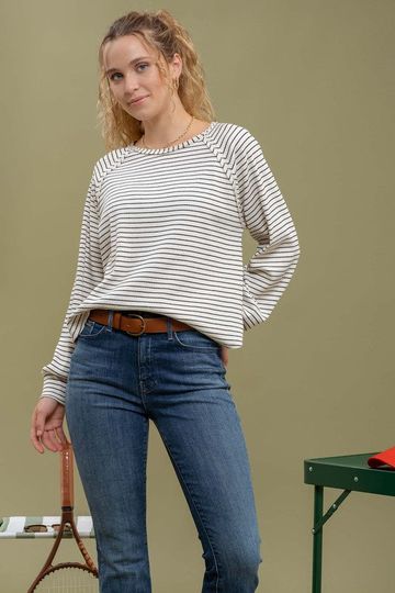 Striped Raglan Sleeve Knit Top