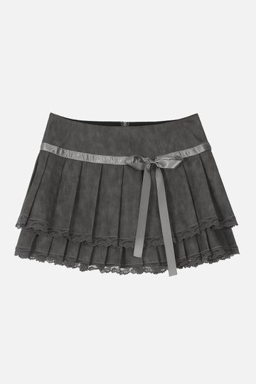Aelfric Eden Lace Wrinkle Faux Leather Skirt