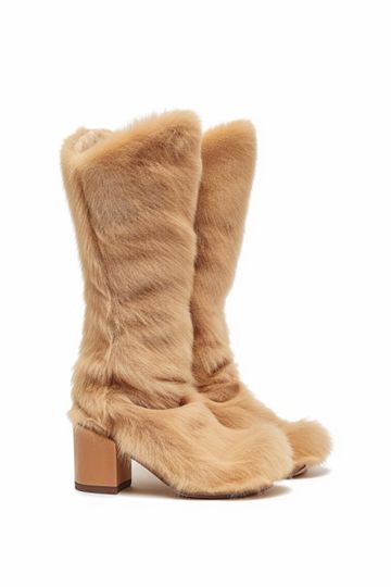 Isabella Slouchy Faux Fur Boots - Beige