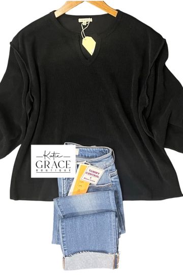 "Camila" Chenille Waffle Knit Top