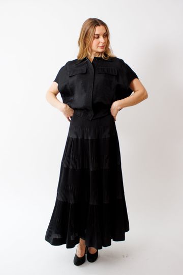 Meimeij Tiered Pleated Full Skirt