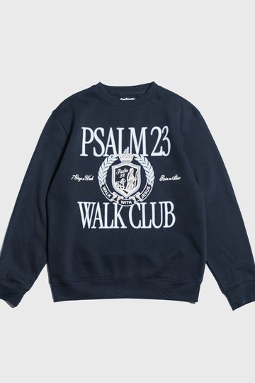 "Psalm 23 Walk Club" Navy Crewneck