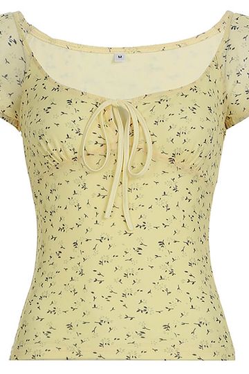 Lemon Sorbet Cottagecore Floral Top