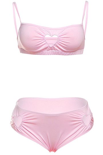 Pink Heart Cutout Lingerie Set