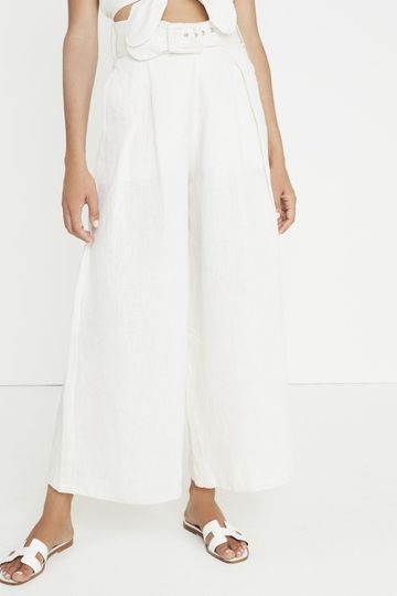 Lena Wide Leg Pants Plain Egg White