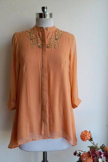 Beige Embroidered Top