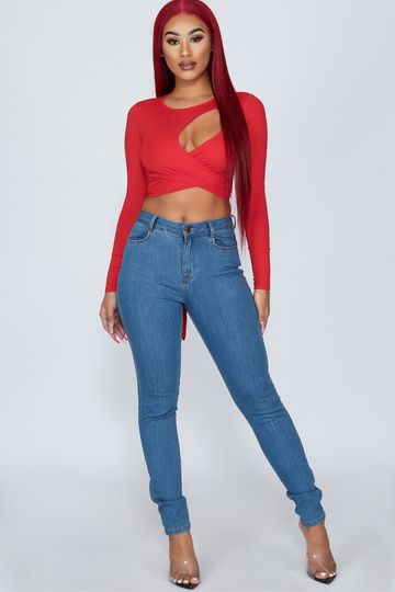 Go Up Self-tie Cutout Crop Top