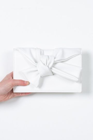 Isla Bowtie Crossbody/Clutch - White